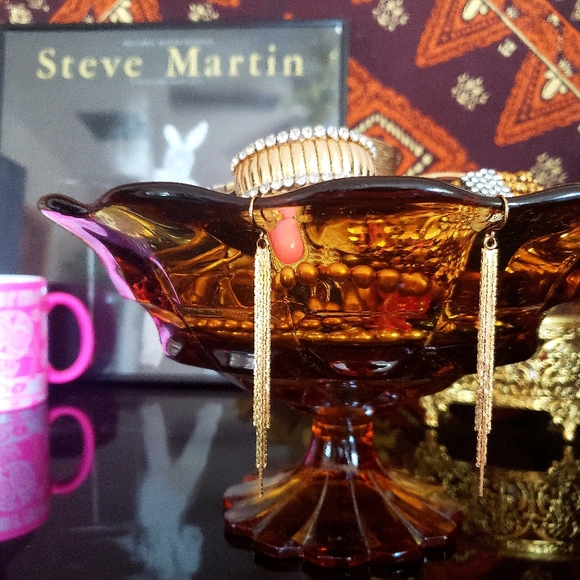 Gold snake-chain dangle fringe earrings - Picture 1 of 2